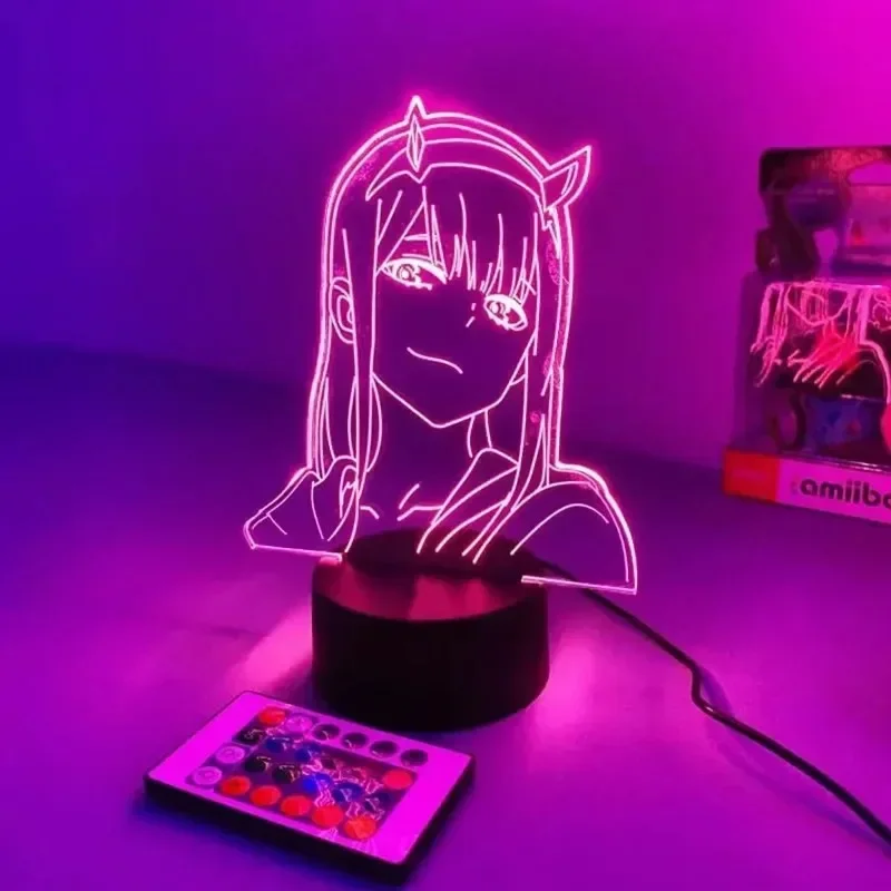 3D Printing Figure - LEDナイトライト,3Dアクションフィギュア,色が変わるおもちゃ,Franxxモデルのダーリン,アクリル製デスクランプ,クリスマスプレゼント,ゼロ2