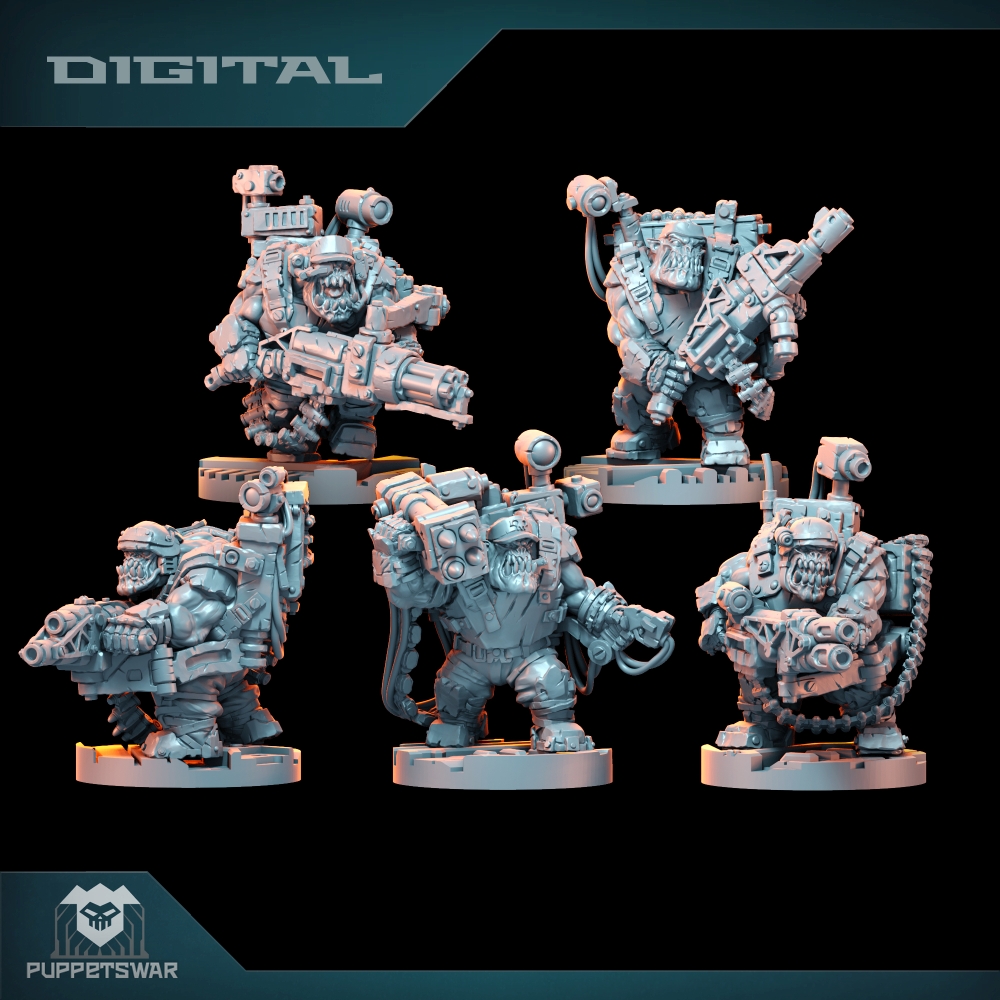 3D Printing And Additive Manufacturing - Orc Ultimate Badasses Squad、グリーンスキンフィギュア、ウォーカー、ロボットプラズマガン、HD 3Dプリント樹脂モデル、アクションプロキシウォーゲームDnD