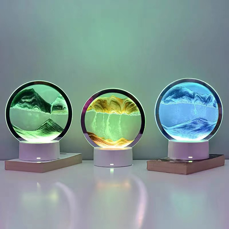 3D Printing Food - クリエイティブ砂時計発光流砂絵画装飾アートリビングルームオフィステレビキャビネットライト高級装飾誕生日ギフト