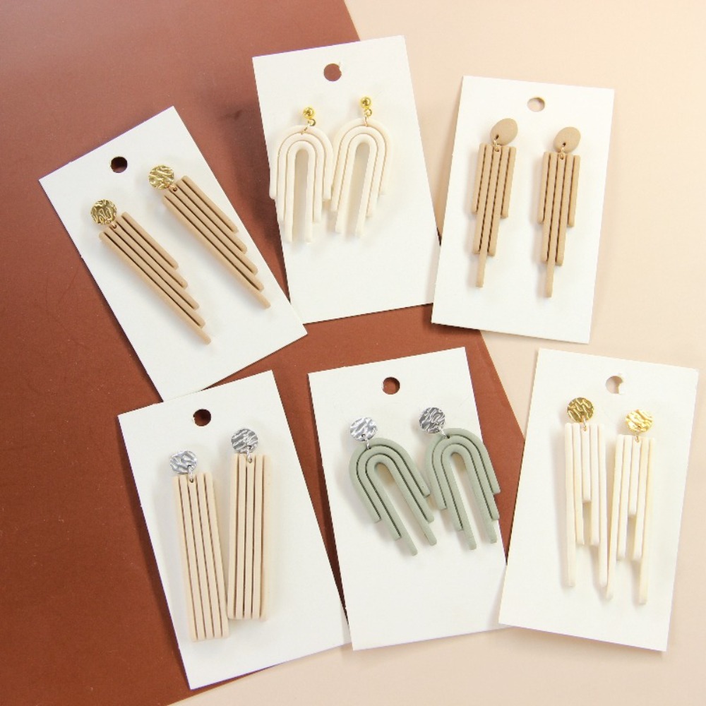 3D Printing Earrings - 4個入り 幾何学模様タッセル ポリマークレイカッター 3Dプリント ソフトクレイイヤリングモールド ミニマリストライン