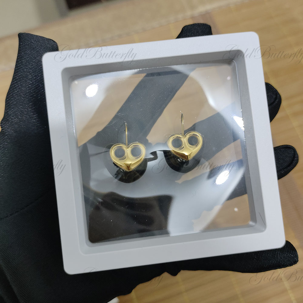 3D Printing Earrings - GoldButterfly カスタムハートイヤリング 3D ミニハートドロップイヤリングパーソナライズされた可憐なジュエリー女性の誕生日バレンタインギフト