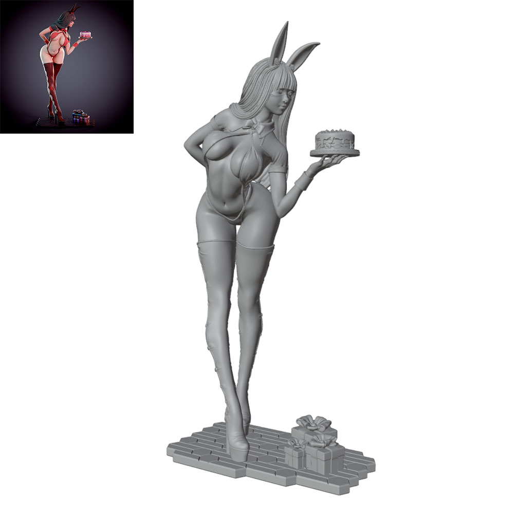 3D Printing And Additive Manufacturing - 1/24/12/6 ホリデーパーティーテーマ バニーガールキャラクター、キュートな女の子のレジンモデルキット GK ミニ 3Dプリント