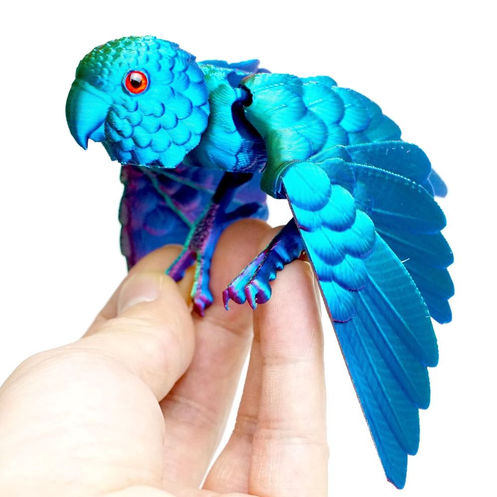 3D Printing Figure - 模擬目 3D プリントオウムモデルスパークリングレーザー 3D プリントオウム動物柔軟な動物回転可能