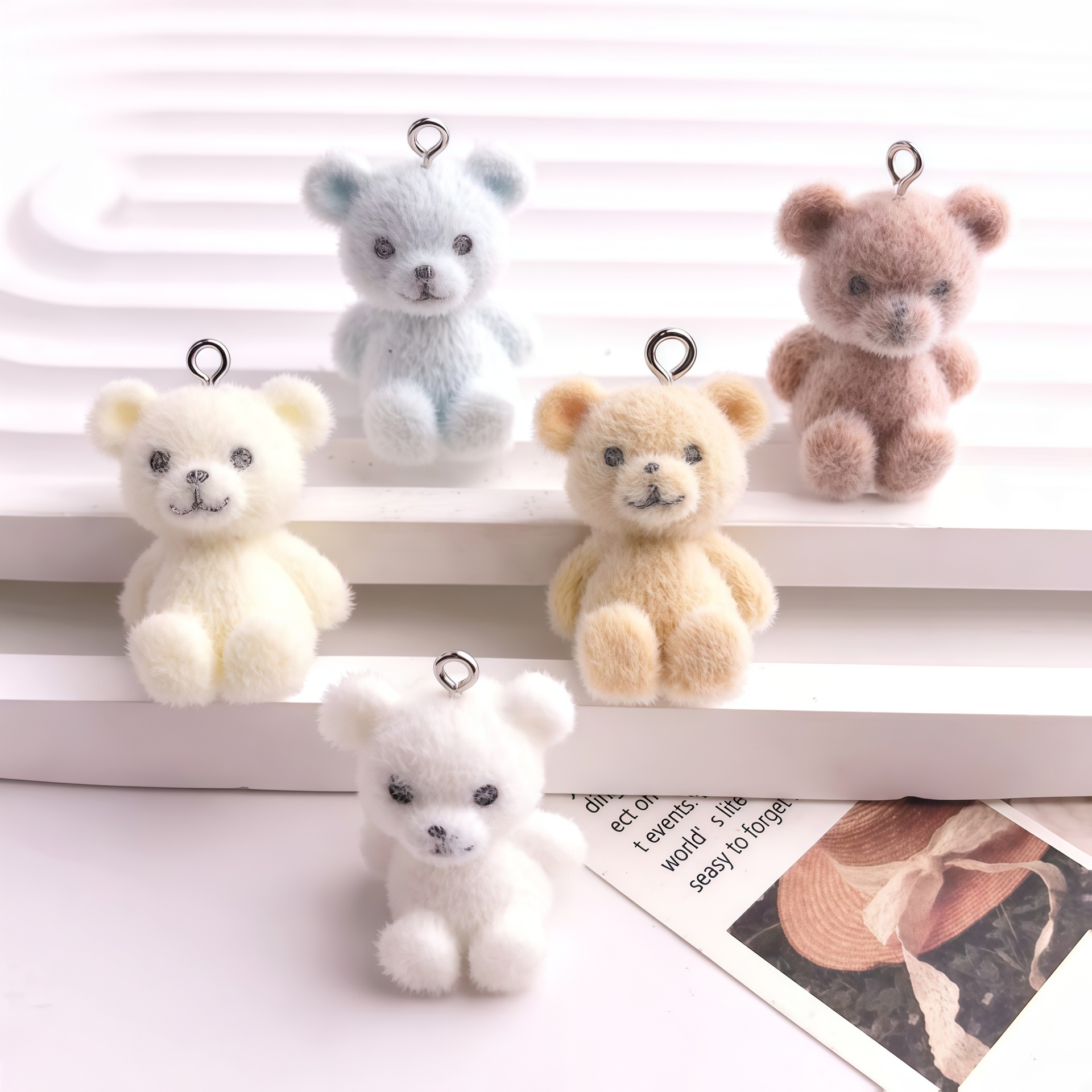 5 個 3D 植毛クマ樹脂チャームかわいい動物人形クマペンダ - 3D Printing Earrings のレビューと価格