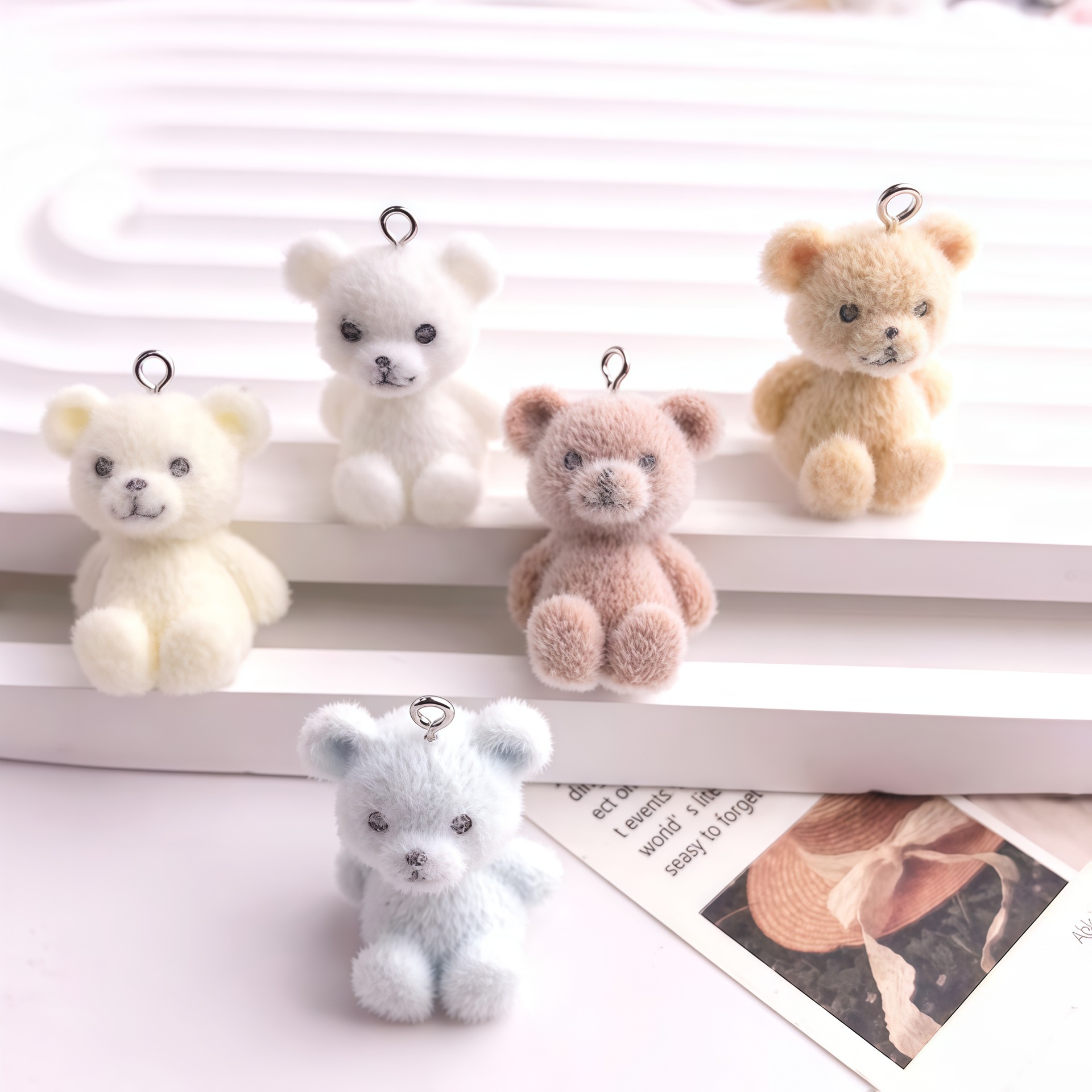 5 個 3D 植毛クマ樹脂チャームかわいい動物人形クマペンダ - 3D Printing Earrings のレビューと価格