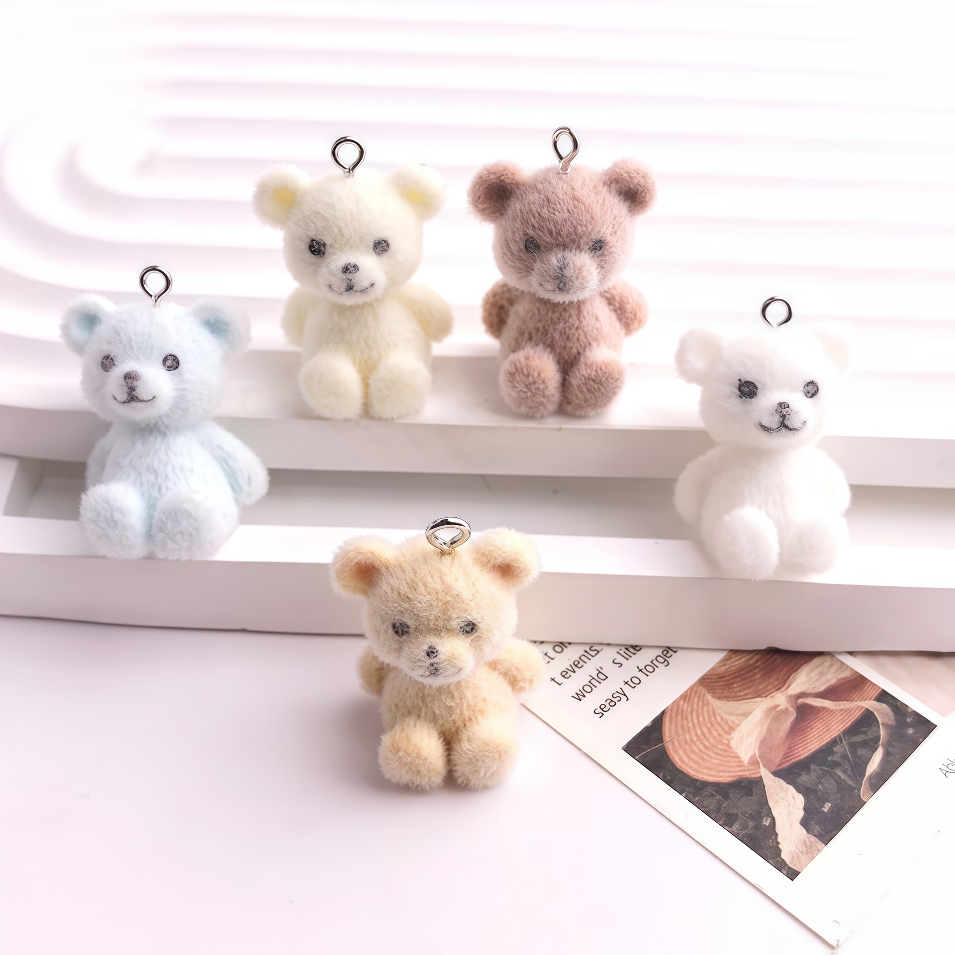 5 個 3D 植毛クマ樹脂チャームかわいい動物人形クマペンダ - 3D Printing Earrings のレビューと価格