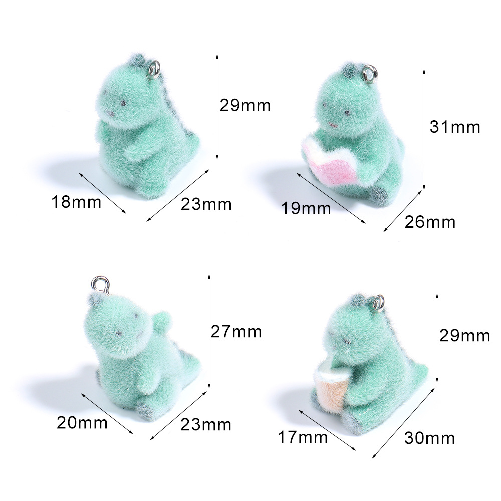 4個入り 3Dミニ恐竜ペンダント ふわふわフロッキング加工  - 3D Printing Earrings のレビューと価格