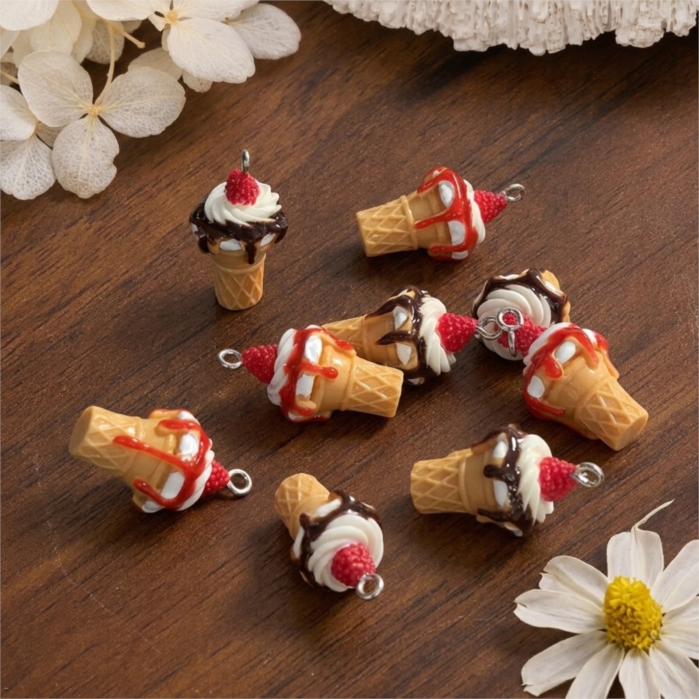 10 個かわいい 3D シミュレーション食品アイスクリーム樹 - 3D Printing Earrings のレビューと価格
